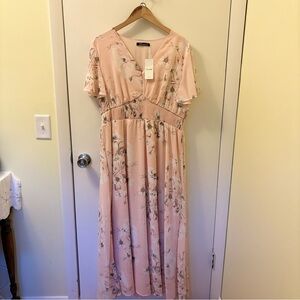 Simple Blush Floral Maxi Dress